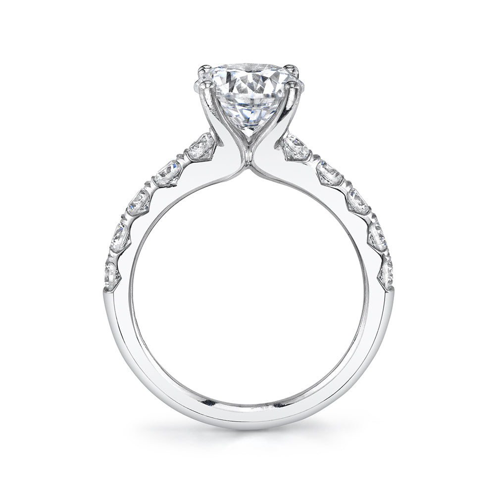 Pear Cut Wide Diamond Setting Classic Engagement Ring - Aloria