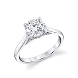 Diamond Bridge Accent Hidden Halo Round Cut Engagement Ring - Lisa