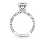 Round Cut Solitaire Engagement Ring with Diamond Profile and Hidden Halo Collar - Ciela