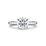 Round Cut Solitaire Engagement Ring with Diamond Profile and Hidden Halo Collar - Ciela