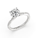 Round Cut Solitaire Milgrain Spiral Engagement Ring - Rue