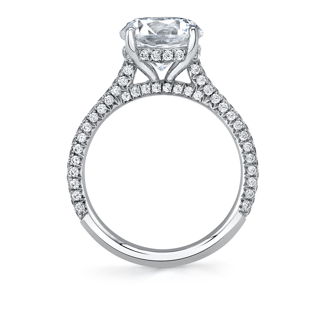 Round Cut Hidden Halo Pave Engagement Ring - Peighton