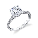Round Cut Hidden Halo Pave Engagement Ring - Riley