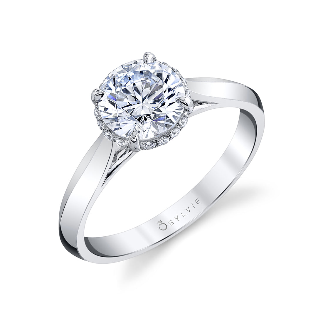 Unique Hidden Halo Engagement Ring - Fae