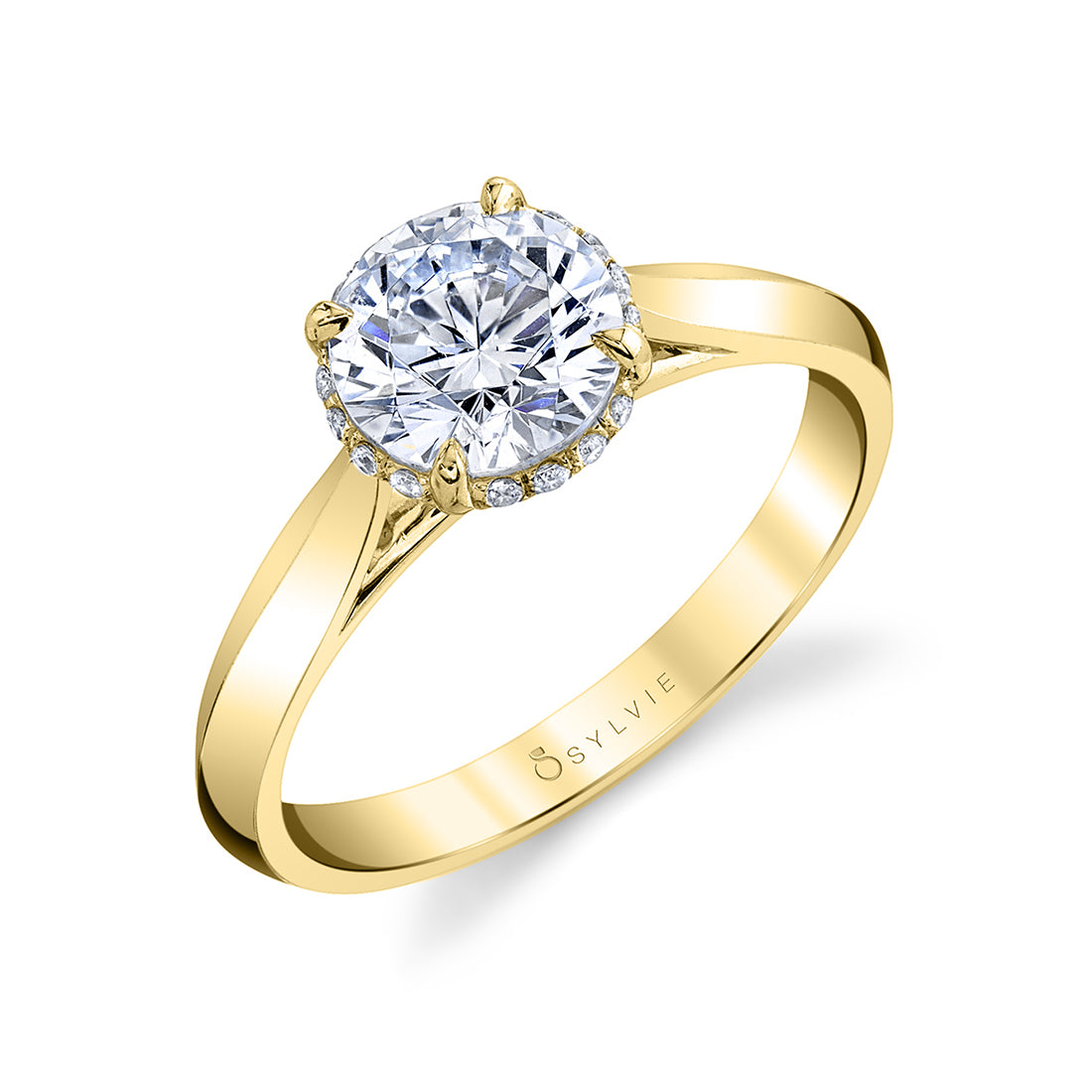 Unique Hidden Halo Engagement Ring - Fae