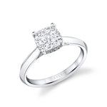 Cushion Cut Engagement Ring with Hidden Halo - Fae