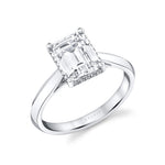 Emerald Cut Engagement Ring with Hidden Halo - Fae