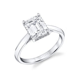 Emerald Cut Engagement Ring with Hidden Halo - Fae