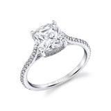 Cushion Cut Classic Hidden Halo Engagement Ring - Steffi
