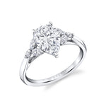 Pear Shaped Unique Three Stone Engagement Ring - Alina
