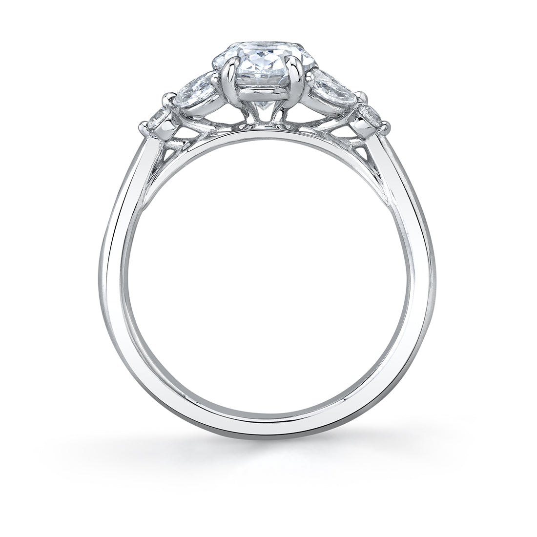 Pear Shaped Unique Three Stone Engagement Ring - Alina