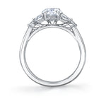 Pear Shaped Unique Three Stone Engagement Ring - Alina