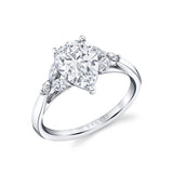 Pear Shaped Unique Three Stone Engagement Ring - Alina