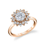 Tulira Solitaire Engagement Ring With Milgrain Floral Halo - Carissa