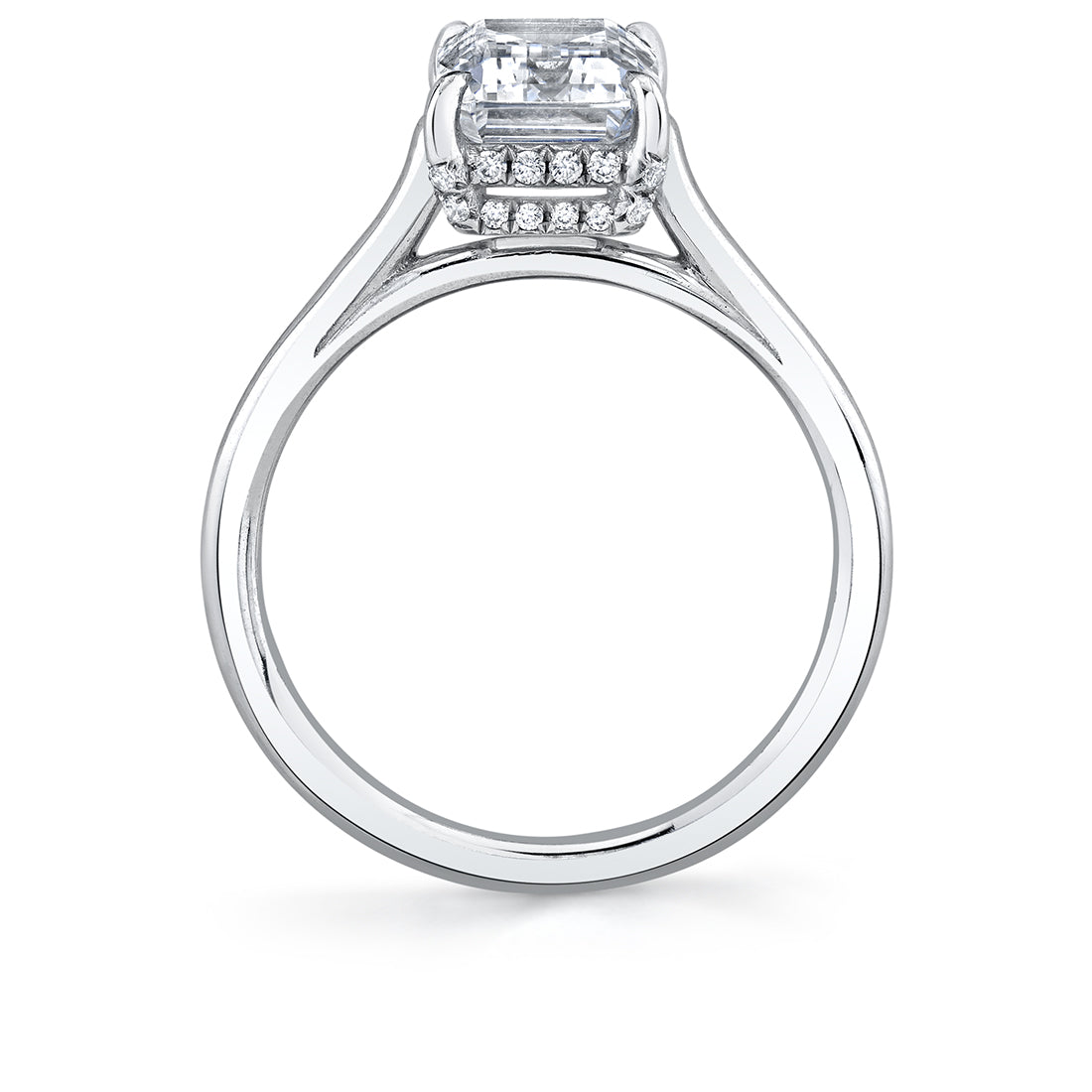 Emerald Cut Solitaire Engagement Ring with Hidden Halo - Carter