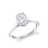 Oval Cut Solitaire Engagement Ring with Hidden Halo - Carter