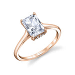 Radiant Cut Solitaire Engagement Ring with Hidden Halo - Carter