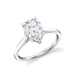 Pear Cut Solitaire Engagement Ring with Hidden Halo - Carter