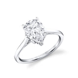 Pear Cut Solitaire Engagement Ring with Hidden Halo - Carter