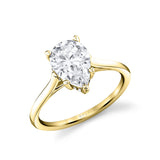 Pear Cut Solitaire Engagement Ring with Hidden Halo - Carter