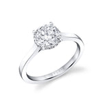 Round Cut Solitaire Engagement Ring with Hidden Halo - Camden