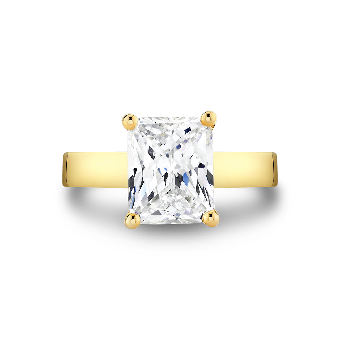 Radiant Cut Flat Edge Solitaire Engagement Ring - Vesta
