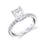 Emerald Cut Classic Engagement Ring with Hidden Halo - Malencia
