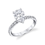 Pear Cut Classic Engagement Ring with Hidden Halo - Malencia