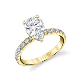 Pear Cut Classic Engagement Ring with Hidden Halo - Malencia