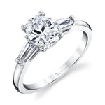 Oval Cut 2.0 CT Three Stone Engagement Ring With Baguettes - Nicolette