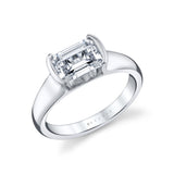 Shell Auranova East to West Half Bezel Solitaire Engagement Ring - Hollyn
