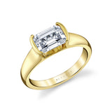 Shell Auranova East to West Half Bezel Solitaire Engagement Ring - Hollyn
