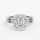 Shell Auranova Triple Band Half Bezel Solitaire Engagement Ring - Matilda