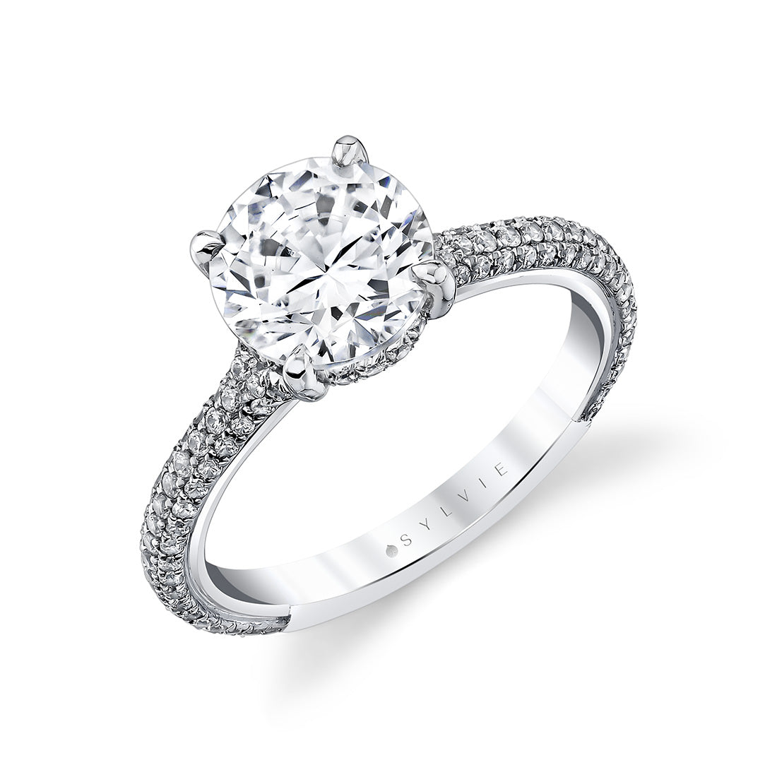 Iconelle Micropave Hidden Halo Two Tone Engagement Ring - Xandra