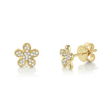 0.16CT 14K Y/G DIAMOND FLOWER STUD EARRING