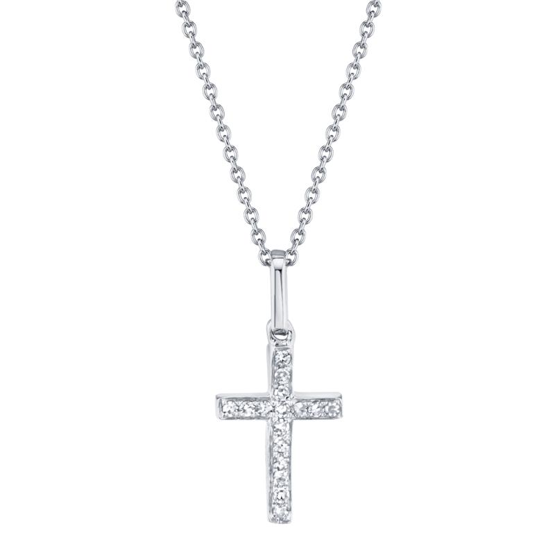 0.06CT 14K W/G DIAMOND CROSS NECKLACE