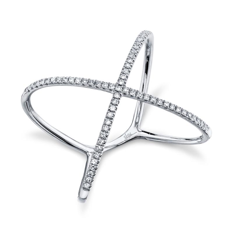 0.18CT 14K W/G DIAMOND LADYS ""X"" RING