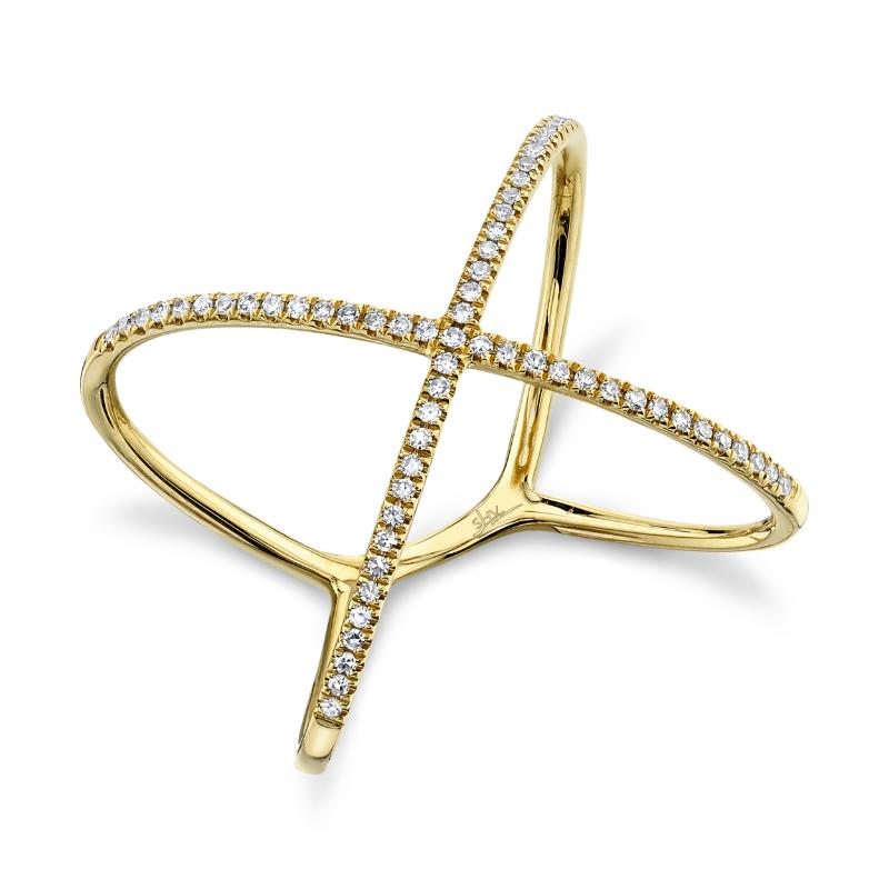 0.18CT 14K Y/G DIAMOND LADYS ""X"" RING