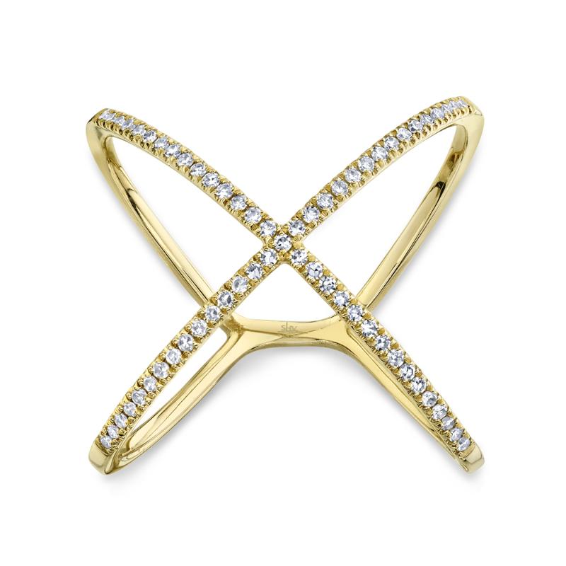 0.18CT 14K Y/G DIAMOND LADYS ""X"" RING