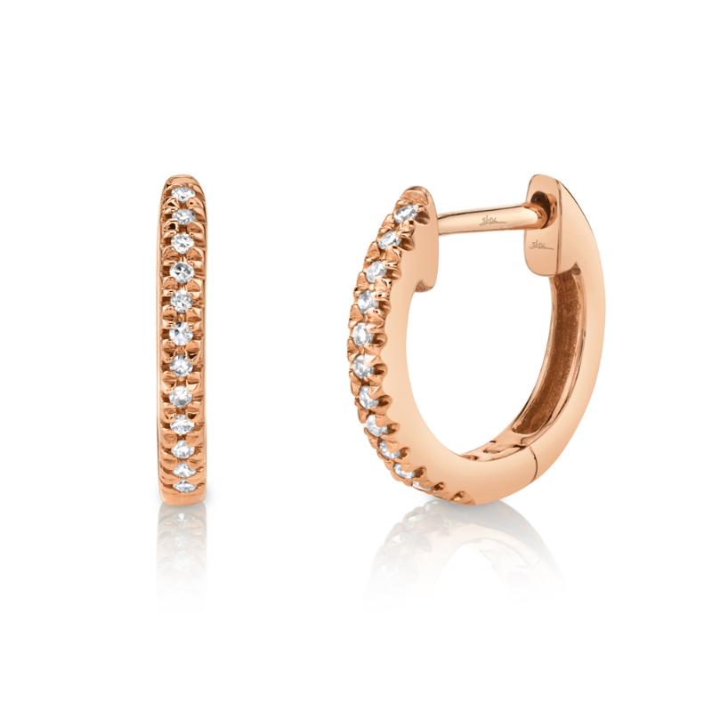 0.07CT 14K R/G DIAMOND HUGGIE EARRING