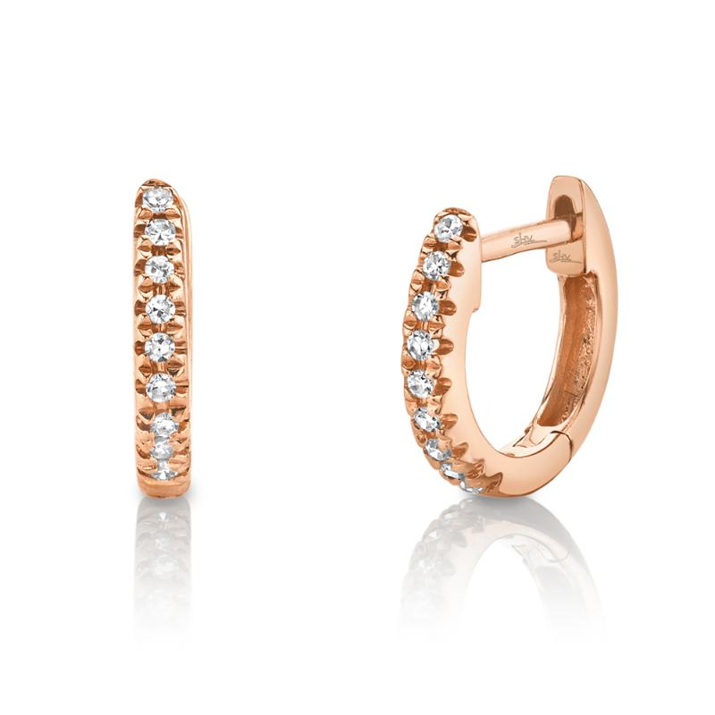 0.04CT 14K R/G DIAMOND MINI HUGGIE EARRING