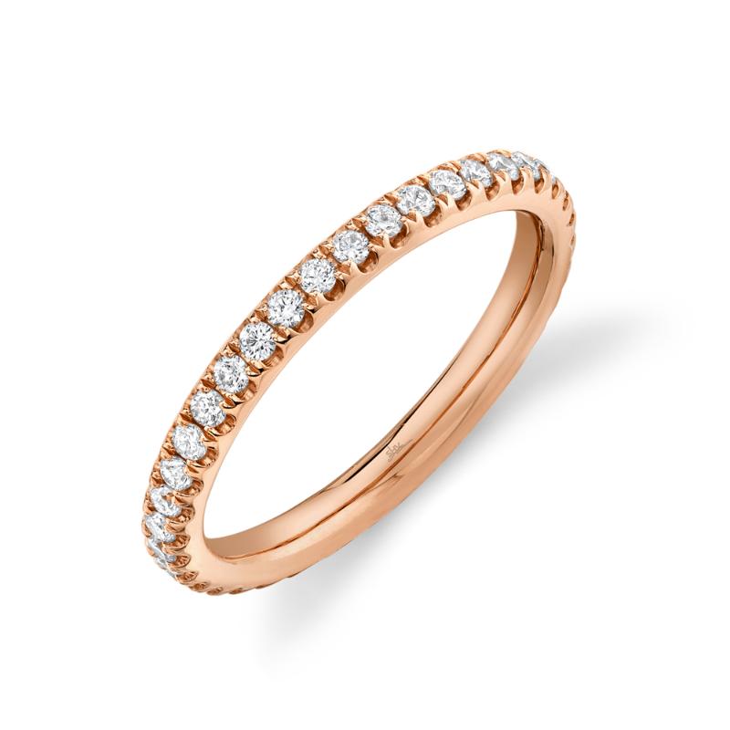 0.55CT 14K R/G DIAMOND ETERNITY BAND SZ 6.5
