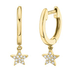 0.04CT 14K Y/G DIAMOND STAR HUGGIE EARRING