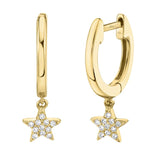 0.04CT 14K Y/G DIAMOND STAR HUGGIE EARRING
