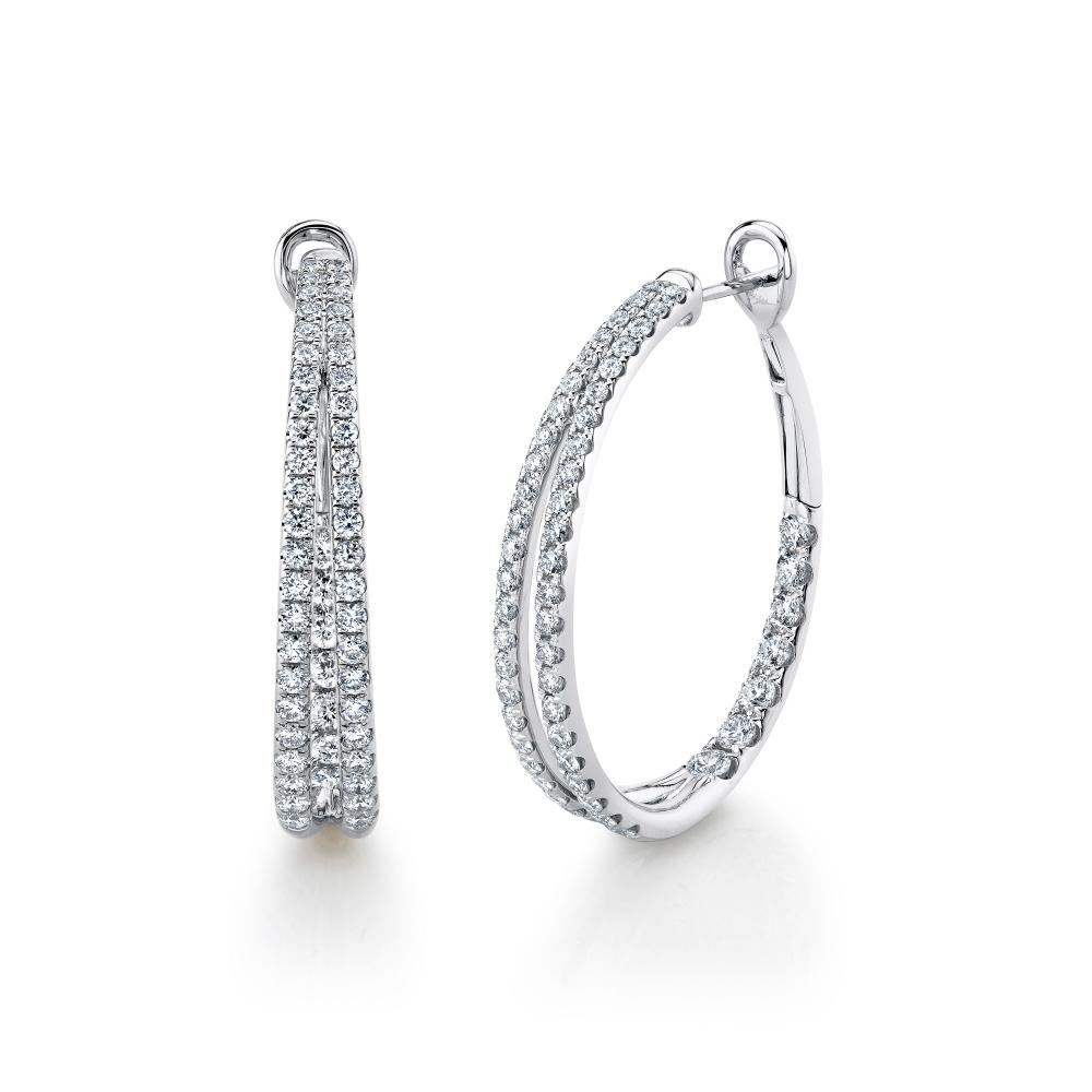 2.67CT 14K W/G DIAMOND OVAL HOOP EARRING