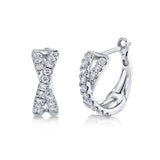 0.40CT 14K W/G DIAMOND ""X"" HUGGIE EARRING