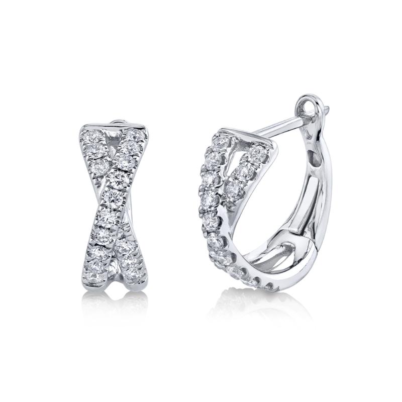 0.40CT 14K W/G DIAMOND ""X"" HUGGIE EARRING
