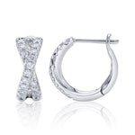 0.40CT 14K W/G DIAMOND ""X"" HUGGIE EARRING