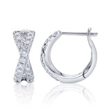 0.40CT 14K W/G DIAMOND ""X"" HUGGIE EARRING