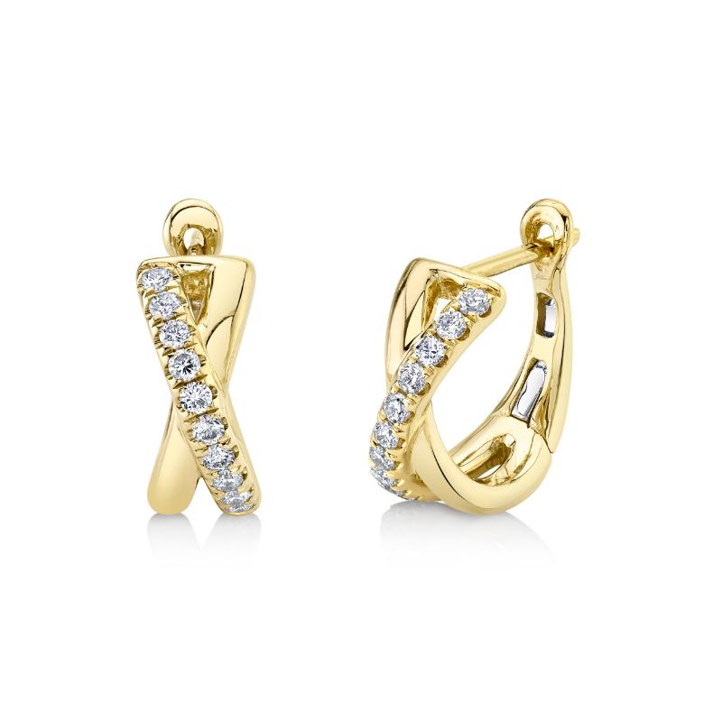 0.25CT 14K Y/G DIAMOND ""X"" HUGGIE EARRING